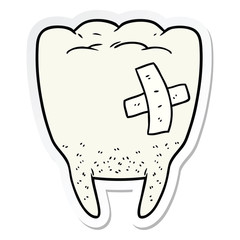 sticker of a cartoon bad tooth