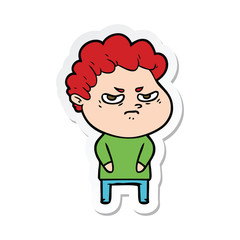 sticker of a cartoon angry man