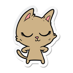 sticker of a calm cartoon cat
