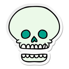 sticker cartoon doodle of a skull head