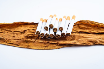 Cigarette and tobacco leaf