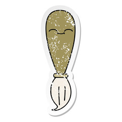 distressed sticker of a cute cartoon paint brush