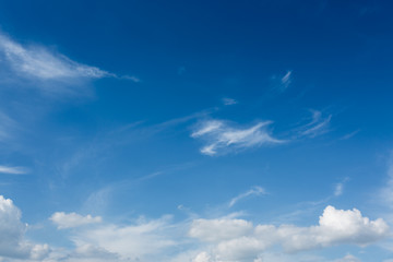 Naklejka na ściany i meble fluffy white cloud moving above clear blue sky