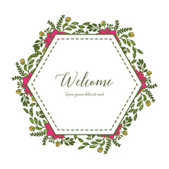 Obraz premium Vector illustration floral frame design white background for greeting card welcome hand drawn