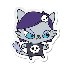 sticker of a cartoon tough cat girl