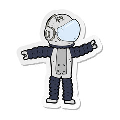 sticker of a cartoon astronaut reaching