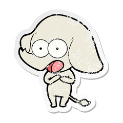 Obraz premium distressed sticker of a cute cartoon elephant