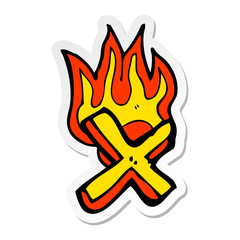 sticker of a cartoon flaming letter