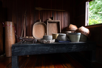 old kitchen In the ancient house made of wood