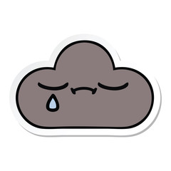 sticker of a cute cartoon storm cloud