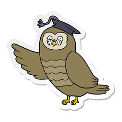 sticker of a cartoon owl graduate