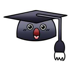 gradient shaded cartoon graduation hat
