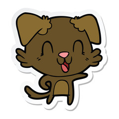 sticker of a laughing cartoon dog