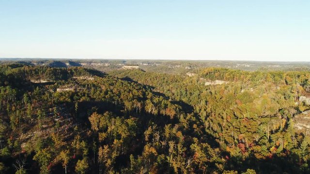 Aerial, forest landscape in Slade, Kentucky