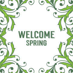 Vector illustration welcome greeting card with beautiful leaf flower frame style hand drawn