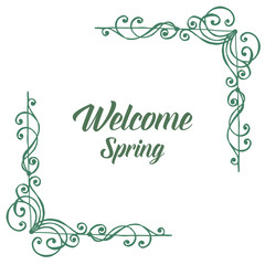 Obraz premium Vector illustration welcome greeting card with beautiful leaf flower frame style hand drawn