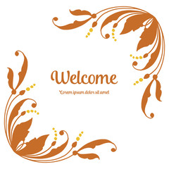Vector illustration leaf flower frame decor for welcome letter hand drawn