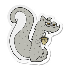 sticker of a cartoon squirrel with nut