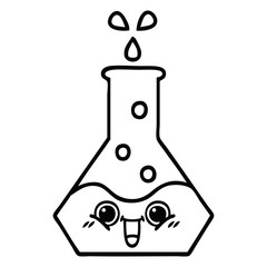line drawing cartoon science beaker