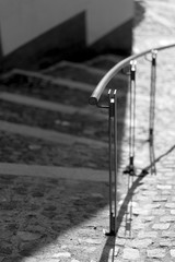 Fototapeta na wymiar metal handrail on a stairway,