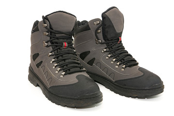 High winter warm sports ankle boots with lace-up isolate.