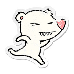 distressed sticker of a running polar bear cartoon