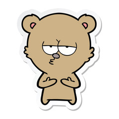 sticker of a bored bear cartoon