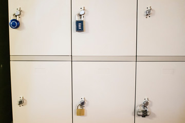 Set of Six Lockers with Different Locks on Each Door