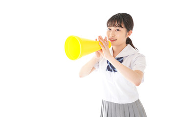 応援をする学生