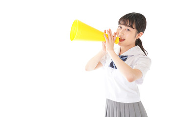 応援をする学生