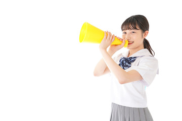 応援をする学生