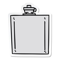 sticker of a quirky hand drawn cartoon hip flask
