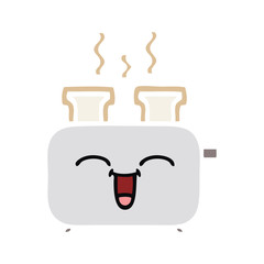flat color retro cartoon of a toaster