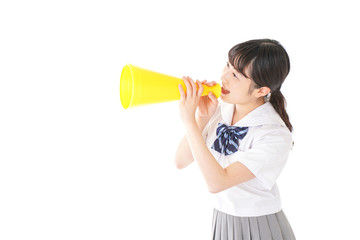 応援をする学生