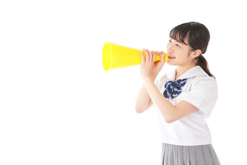 応援をする学生