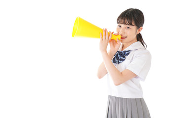 応援をする学生