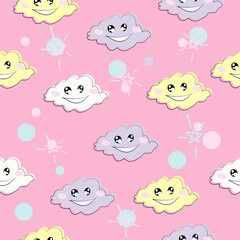cute seamless pattern clouds illustration vector
