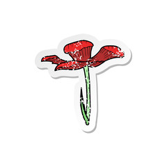 retro distressed sticker of a cartoon flower