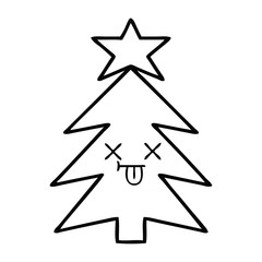line drawing cartoon christmas tree