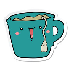 sticker of a cute cartoon coffee cup
