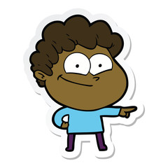 sticker of a cartoon happy man