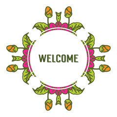 Vector illustration pink bouquet frame for welcome invitation hand drawn