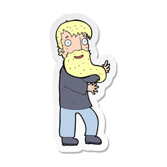 sticker of a cartoon excited bearded man