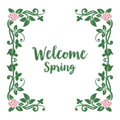 Vector illustration beauty leaf floral frame with welcome invitation hand drawn
