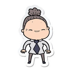 sticker of a cartoon peaceful old woman