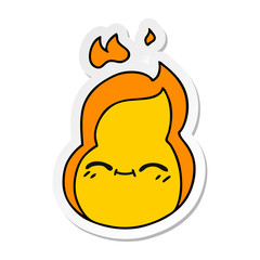sticker cartoon of cute kawaii fire flame