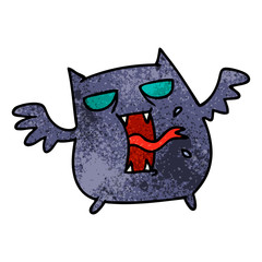 textured cartoon of cute scary kawaii bat
