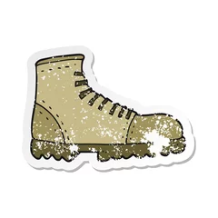Fotobehang retro distressed sticker of a cartoon boot © lineartestpilot