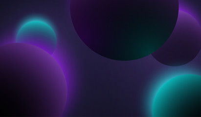 Purple abstract background with shiny 3d balls.