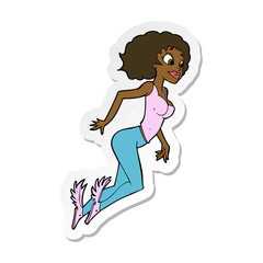 sticker of a cartoon flying woman